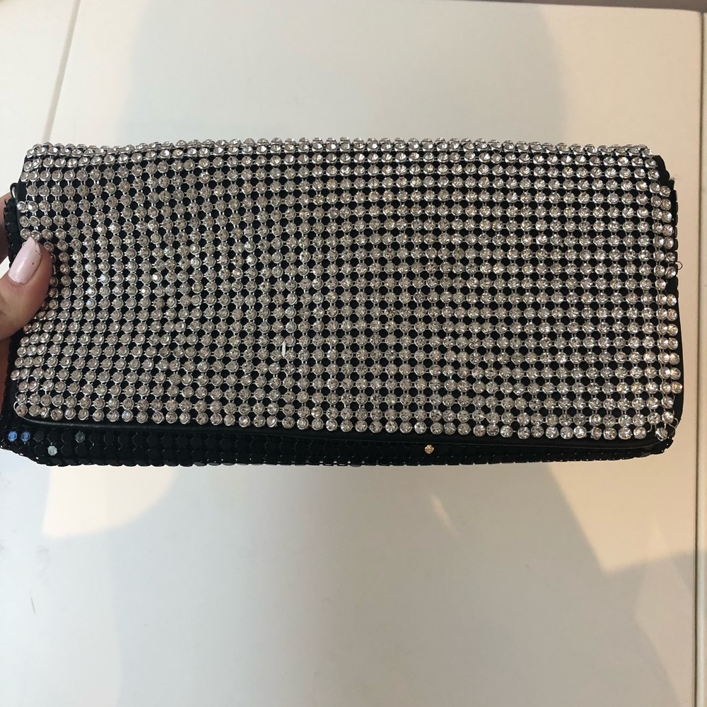 Silver clutch - rhinestone clutch
